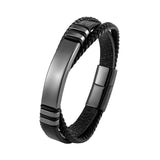 Multicolor Stainless Steel Men's Bracelet 8 Cross Leather Cord Charm