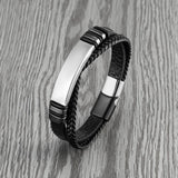 Multicolor Stainless Steel Men's Bracelet 8 Cross Leather Cord Charm