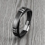 Multicolor Stainless Steel Men's Bracelet 8 Cross Leather Cord Charm