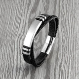 Multicolor Stainless Steel Men's Bracelet 8 Cross Leather Cord Charm