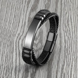 Multicolor Stainless Steel Men's Bracelet 8 Cross Leather Cord Charm