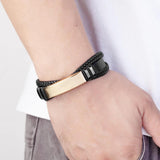 Multicolor Stainless Steel Men's Bracelet 8 Cross Leather Cord Charm