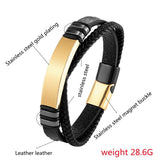 Multicolor Stainless Steel Men's Bracelet 8 Cross Leather Cord Charm