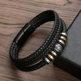 Leather Bracelets Men Stainless Steel Multilayer Braided Rope Bracelets