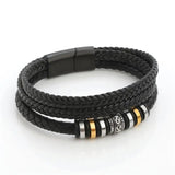 Leather Bracelets Men Stainless Steel Multilayer Braided Rope Bracelets