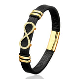 Leather Rope Chain Bangle Bracelet for Women Charm Insect Cross CZ Bracelet