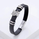 Leather Rope Chain Bangle Bracelet for Women Charm Insect Cross CZ Bracelet