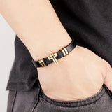Leather Rope Chain Bangle Bracelet for Women Charm Insect Cross CZ Bracelet