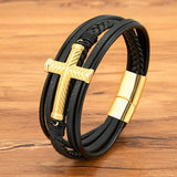 Classic Leather Bracelet Stainless Steel for Men