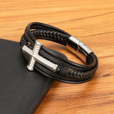 Classic Leather Bracelet Stainless Steel for Men