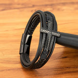 Classic Leather Bracelet Stainless Steel for Men