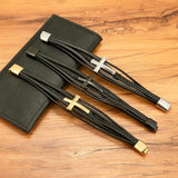 Classic Leather Bracelet Stainless Steel for Men