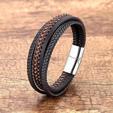 Retro Weave Leather Punk Bracelet Multilayer Chain Men's Jewelry
