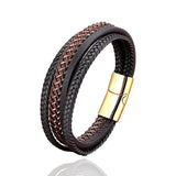 Retro Weave Leather Punk Bracelet Multilayer Chain Men's Jewelry