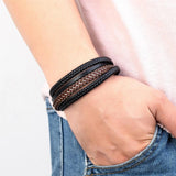 Retro Weave Leather Punk Bracelet Multilayer Chain Men's Jewelry
