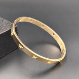 Stainless Steel Hollow Out Star Bangle Plating Jewelry Love Bracelet for Women