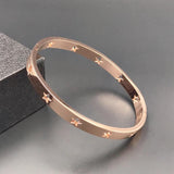 Stainless Steel Hollow Out Star Bangle Plating Jewelry Love Bracelet for Women