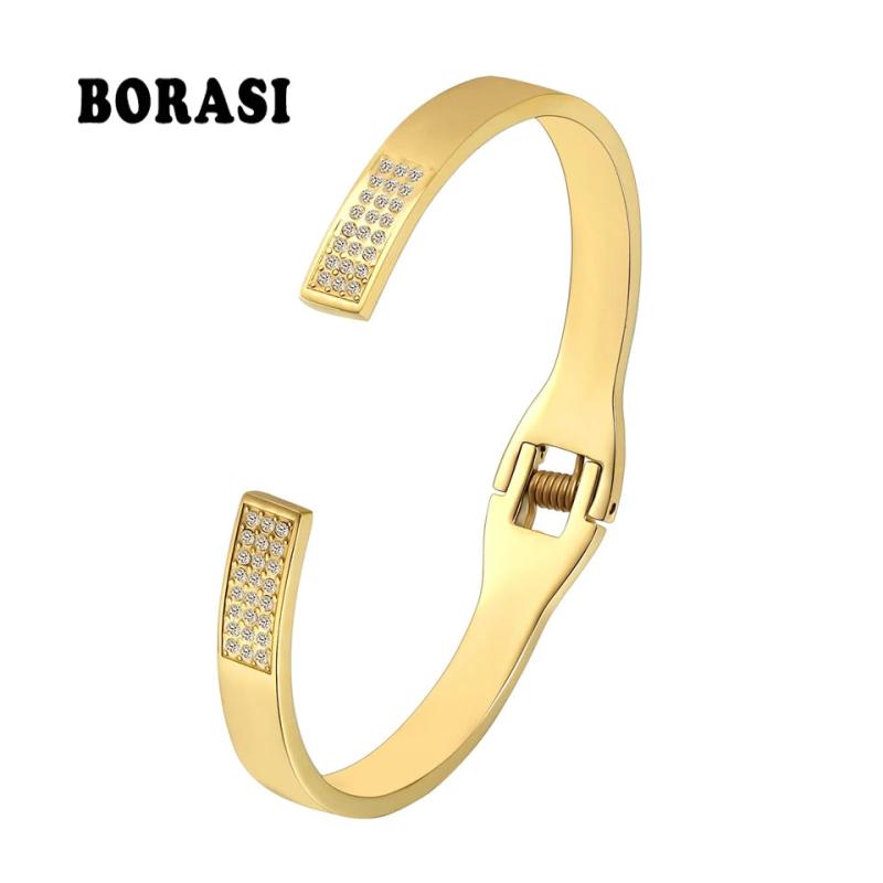 Lock Shape bracelet Round Crystal Bracelets & Bangles Stainless Steel Bracelets
