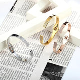 Lock Shape bracelet Round Crystal Bracelets & Bangles Stainless Steel Bracelets