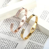 Lock Shape bracelet Round Crystal Bracelets & Bangles Stainless Steel Bracelets
