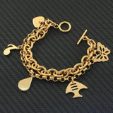Stainless Steel Charm Bracelet with Pendants for Women Girls