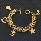 Stainless Steel Charm Bracelet with Pendants for Women Girls