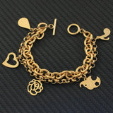 Stainless Steel Charm Bracelet with Pendants for Women Girls