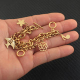 Stainless Steel Charm Bracelet with Pendants for Women Girls
