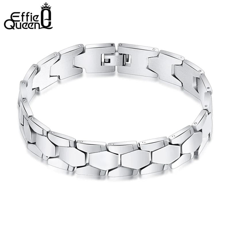 Men Stainless Steel Cross Bracelet 16mm Wide Wristband IB07