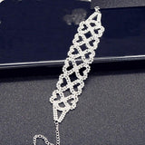 Rhinestone Leaf Bridal Arm Bracelet Wedding Hand Jewelry Crystal Heart