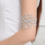 Rhinestone Leaf Bridal Arm Bracelet Wedding Hand Jewelry Crystal Heart