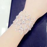 Rhinestone Leaf Bridal Arm Bracelet Wedding Hand Jewelry Crystal Heart