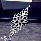 Rhinestone Leaf Bridal Arm Bracelet Wedding Hand Jewelry Crystal Heart