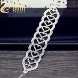 Rhinestone Leaf Bridal Arm Bracelet Wedding Hand Jewelry Crystal Heart