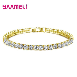 925 Silver Rhinestone Bangle Tennis Bracelet