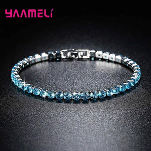 925 Silver Rhinestone Bangle Tennis Bracelet