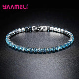 925 Silver Rhinestone Bangle Tennis Bracelet