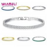 925 Silver Rhinestone Bangle Tennis Bracelet