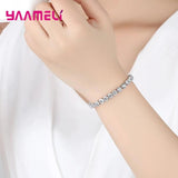 925 Silver Rhinestone Bangle Tennis Bracelet