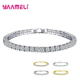 925 Silver Rhinestone Bangle Tennis Bracelet