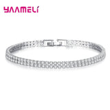 925 Silver Rhinestone Bangle Tennis Bracelet