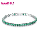 925 Silver Rhinestone Bangle Tennis Bracelet