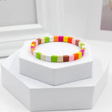DIY Enamel Macaron Women's Bracelet Bohemian Elastic Bangle