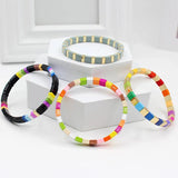 DIY Enamel Macaron Women's Bracelet Bohemian Elastic Bangle