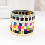 DIY Enamel Macaron Women's Bracelet Bohemian Elastic Bangle