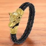 Wolf Bracelet Braided Rope Stainless Steel Jewelry