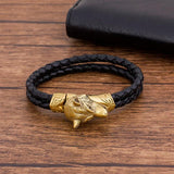 Wolf Bracelet Braided Rope Stainless Steel Jewelry