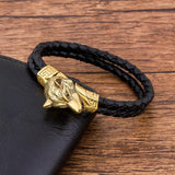 Wolf Bracelet Braided Rope Stainless Steel Jewelry