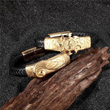 Braided Leather Chain Bracelet Stainless Steel Wristband