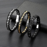 Punk Rock Bicycle Chain Leather Braid Bracelet
